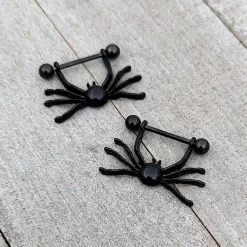 Gaby 14 Gauge 9/16 Black Leggy Spiders Nipple Shield Set -Body Jewelry Store 76558.otherimage5