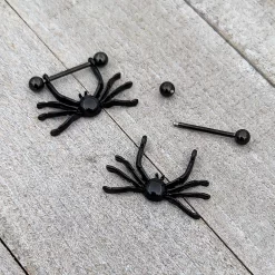 Gaby 14 Gauge 9/16 Black Leggy Spiders Nipple Shield Set -Body Jewelry Store 76558.otherimage6