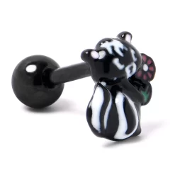 16 Gauge 1/4 Black Funky Skunk Cartilage Tragus Earring -Body Jewelry Store 76575.otherimage4