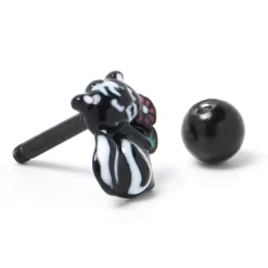 16 Gauge 1/4 Black Funky Skunk Cartilage Tragus Earring -Body Jewelry Store 76575.otherimage5