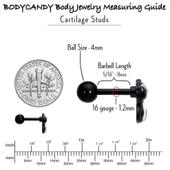 16 Gauge 1/4 Black Funky Skunk Cartilage Tragus Earring -Body Jewelry Store 76575.otherimage6