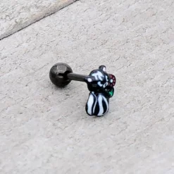 16 Gauge 1/4 Black Funky Skunk Cartilage Tragus Earring -Body Jewelry Store 76575.otherimage7