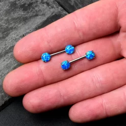 14 Gauge 1/2 Blue Synthetic Opal Threadless Barbell Nipple Ring Set -Body Jewelry Store 76685 BL.otherimage4 b273082e a66c 4aa1 af71 9ca5c3703dad