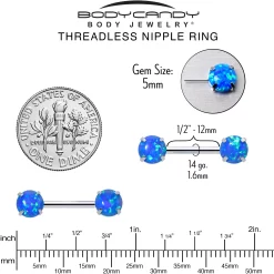 14 Gauge 1/2 Blue Synthetic Opal Threadless Barbell Nipple Ring Set -Body Jewelry Store 76685 BL.otherimage5 c9b8ae85 4359 43cf 96dc acbe54e4e729