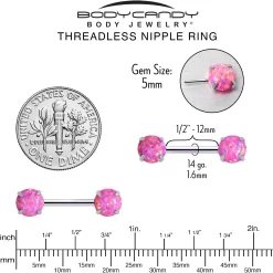 14 Gauge 1/2 Pink Synthetic Opal Threadless Barbell Nipple Ring Set -Body Jewelry Store 76685 PK.otherimage5 27aaaf3f b50d 4a98 9454 7f57dbb74bd5
