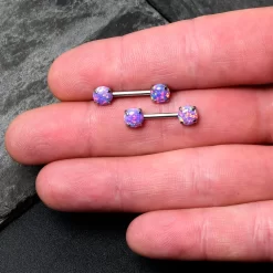 14 Gauge 1/2 Purple Synthetic Opal Threadless Barbell Nipple Ring Set -Body Jewelry Store 76685 PP.otherimage4 60422fe4 74b4 4765 ae56 9eb0b35803fd