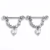 Gaby 14 Gauge 9/16 Clear Gem Stars And Hearts Dangle Nipple Ring Set