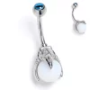 Gaby Blue Gem Claw Hand White Orb Belly Ring