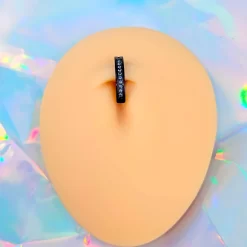 14 Gauge 3/8Black Implant Grade Titanium CZ Paved Hinged Hoop Belly Ring