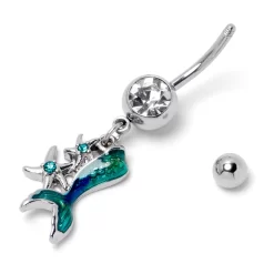 Gaby Blue Clear Gem Green Mermaid Tail Stars Dangle Belly Ring 13 Gaby Blue Clear Gem Green Mermaid Tail Stars Dangle Belly Ring -Body Jewelry Store 76921.otherimage5