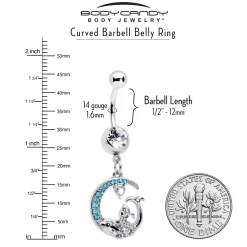 Gaby Clear Blue Gem Mermaid Whale Rider Moon Dangle Belly Ring -Body Jewelry Store 76928.otherimage2
