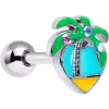 Gaby 16 Gauge 1/4 Aurora Gem Beach Heart Palm Tree Cartilage Tragus Earring