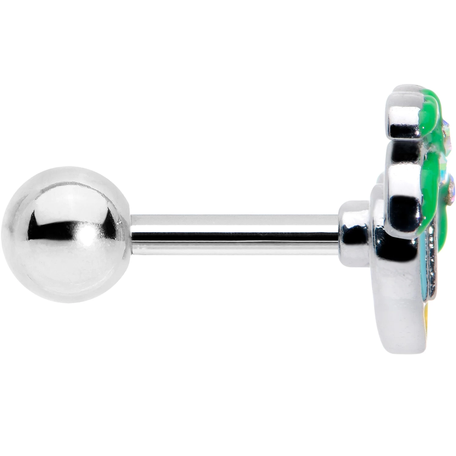 Gaby 16 Gauge 1/4 Aurora Gem Beach Heart Palm Tree Cartilage Tragus Earring 3 Gaby 16 Gauge 1/4 Aurora Gem Beach Heart Palm Tree Cartilage Tragus Earring - Image 3