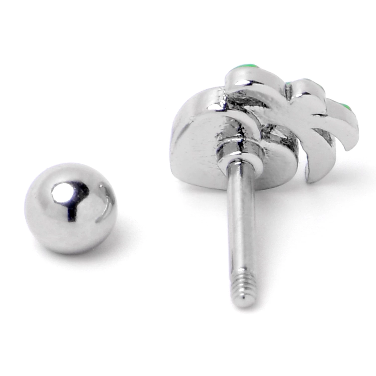 Gaby 16 Gauge 1/4 Aurora Gem Beach Heart Palm Tree Cartilage Tragus Earring 7 Gaby 16 Gauge 1/4 Aurora Gem Beach Heart Palm Tree Cartilage Tragus Earring - Image 7