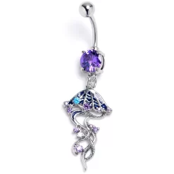 Gaby Blue Purple Gem Jellyfish Blue Dangle Belly Ring