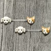 14 Gauge 9/16 Bioplast Puppy Dog Barbell Nipple Ring Set