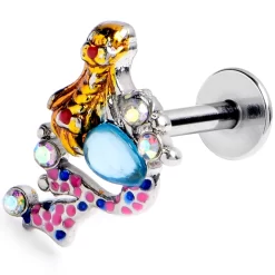 Gaby 16 Gauge 1/4 Aurora Gem Abstract Mermaid Labret
