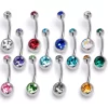 Gaby 12 Piece Stainless Steel Assorted Color Double Gem Belly Ring Pack