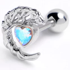 Gaby 16 Gauge 1/4 Aurora Gem Woven Moon Star Cartilage Tragus Earring