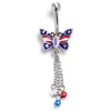 Gaby Aurora Gem Patriotic Butterfly Dangle Belly Ring