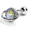 Gaby 16 Gauge 1/4 Aurora CZ Gem Textured Saturn Cartilage Tragus Earring