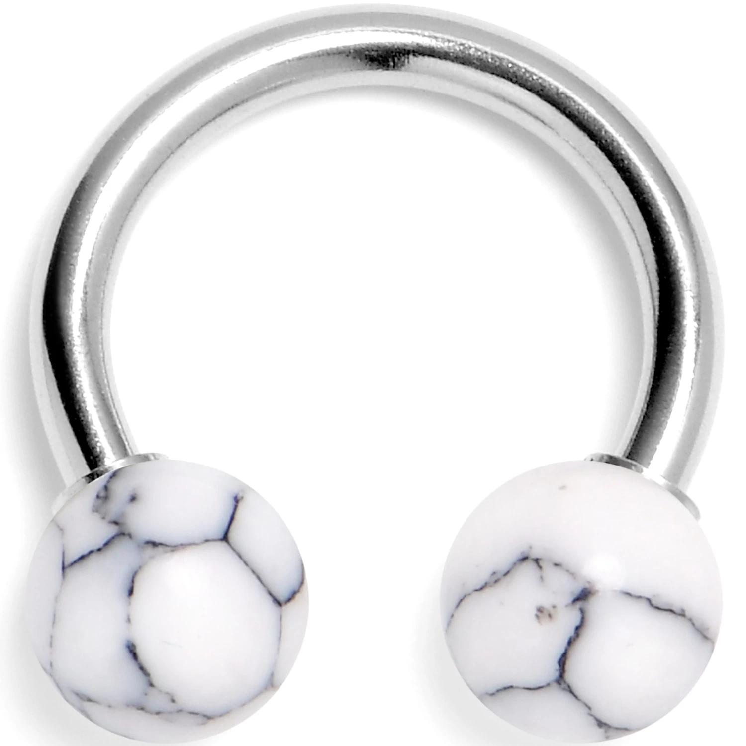 14 Gauge 3/8 White Howlite Natural Stone Horseshoe Circular Barbell 1 14 Gauge 3/8 White Howlite Natural Stone Horseshoe Circular Barbell