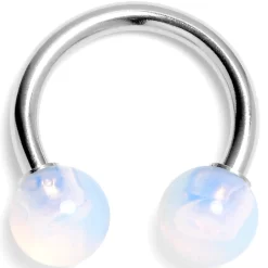 14 Gauge 3/8 Opalite Natural Stone Horseshoe Circular Barbell