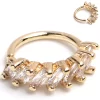 18 Gauge 5/16 Gold Toned Princess Cubic Zirconia Bendable Hoop