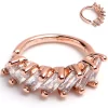 18 Gauge 5/16 Rose Gold Toned Princess Cubic Zirconia Bendable Hoop