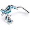 Gaby 20 Gauge 1/4 Blue CZ Gem Bow Moon L Shape Nose Ring