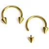 Gaby 14 Gauge 9/16 Gold Tone Internally Threaded Spike Horseshoe Nipple Ring Set