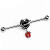 Gaby 14 Gauge Barbed Heart Internally Threaded Dangle Industrial Barbell 38mm