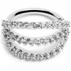 18 Gauge 5/16 Clear CZ Gem Faux Triple Hoop Closure Ring