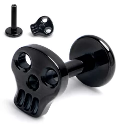 16 Gauge 1/4 Black ASTM F-136 Titanium Internally Threaded Skull Labret