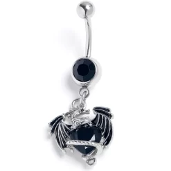 Gaby Black Gem Heart OfDragon Dangle Belly Ring