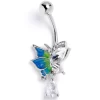 Gaby Clear CZ Gem Dazzling Beauty Butterfly Dangle Belly Ring