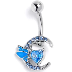 Gaby Blue Gem Butterfly Heart Moon Belly Ring