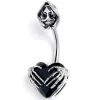 Gaby Black Gem Grim Reaper Heart Double Mount Belly Ring