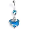 Gaby Blue Gem Heart Of Dragon Dangle Belly Ring