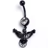 Clear Gem Black Raven Bird Wheel Dangle Belly Ring