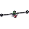 14 Gauge Black Red Eye Witch Hat Industial Barbell 38mm