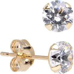 14KT Gold .23 Carat CUBIC ZIRCONIA Stud Earrings