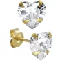 14kt Yellow Gold .47 Ct Cubic Zirconia Heart Stud Earrings
