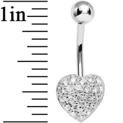 925 Sterling Silver Cubic Zirconia Paved Heart Belly Ring -Body Jewelry Store AU 1519 0417a624 ef38 4c07 815a f5e650c2e3a4