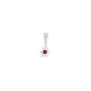 Solid 14kt White Gold Clear Red Cubic Zirconia Flower Belly Ring