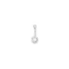 Solid 14kt White Gold Zirconia Opal Heart Belly Ring