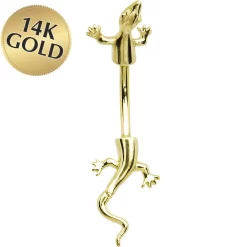 Solid 14kt Yellow Gold Lizard Belly Ring