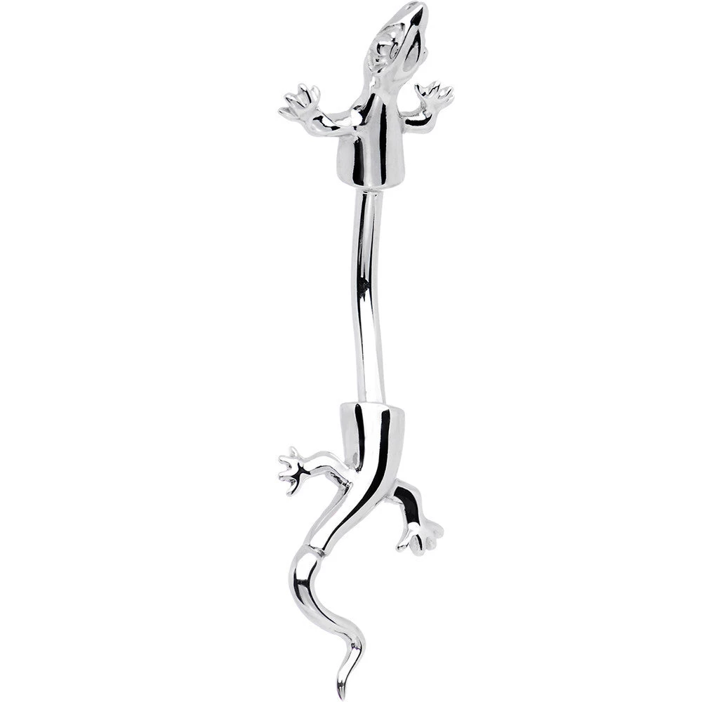 Solid 14kt White Gold Lizard Belly Ring 1 Solid 14kt White Gold Lizard Belly Ring