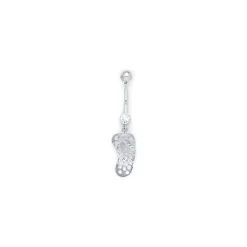 Solid 14kt White Gold Flip Flop Belly Ring