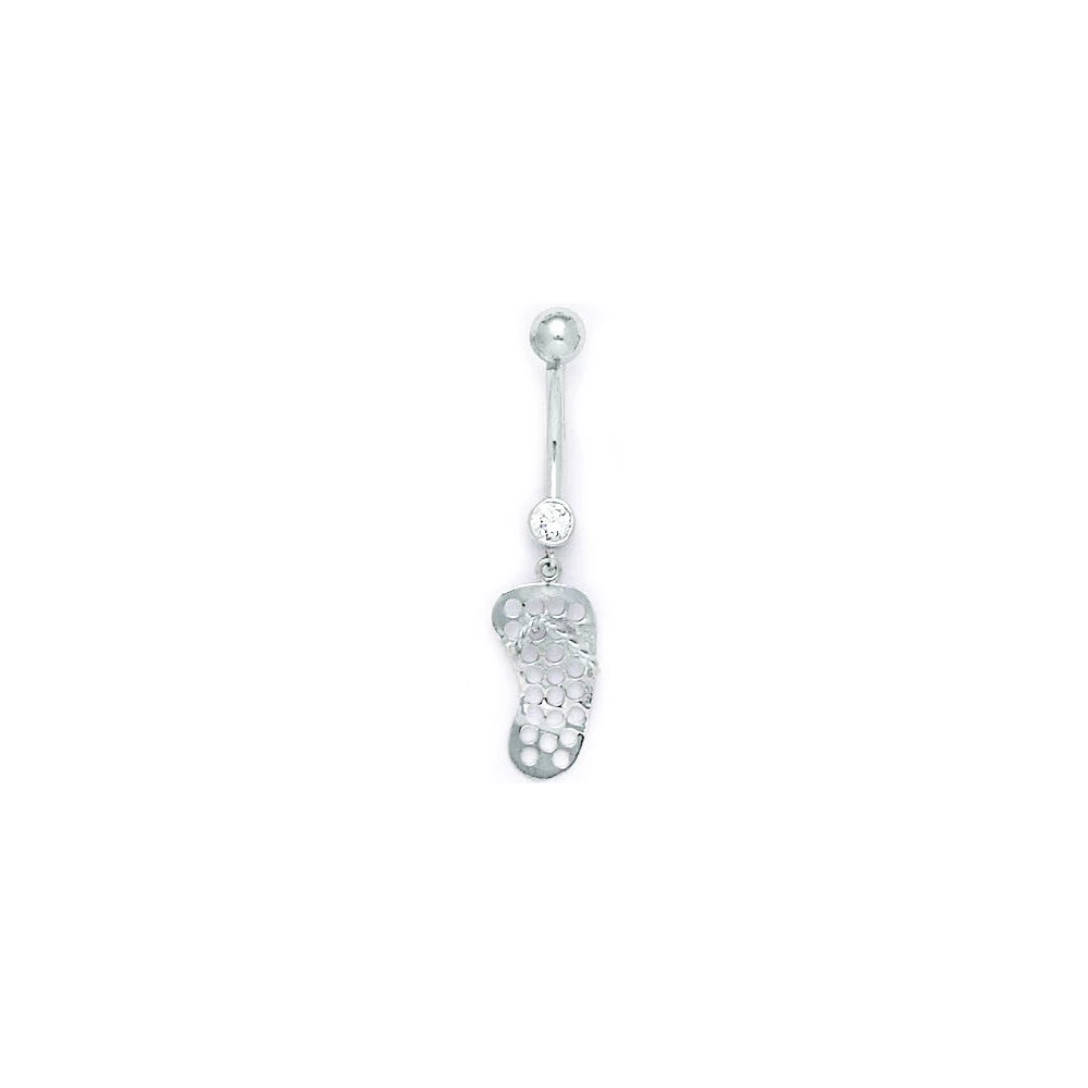 Solid 14kt White Gold Flip Flop Belly Ring 1 Solid 14kt White Gold Flip Flop Belly Ring